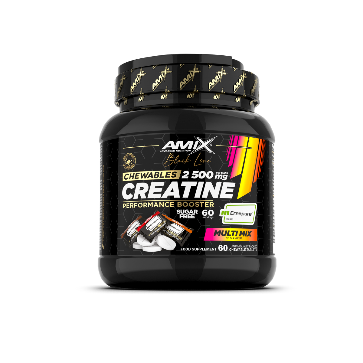 Black Line Creatine Creapure 2500mg Chewable Tabs Zero Sugar 60 tabletta