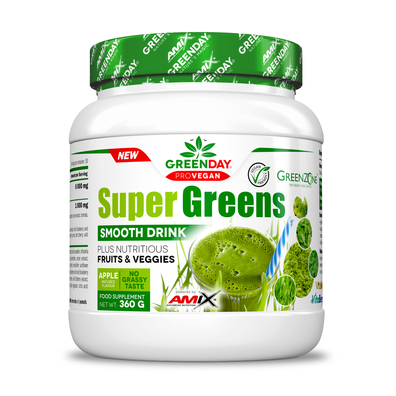 GreenDay® Super Greens Smooth Drink (Íz: apple, 360g) - AmixOfficial.hu -  - 